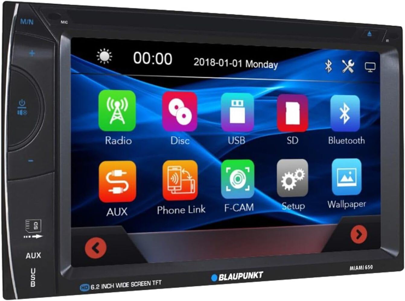 Blaupunkt Miami 650 Bluetooth Car Stereo with Android Auto/Apple CarPlay - Double DIN, AM/FM Radio, DVD/CD Player, USB, SD Card, AUX in, Multi-Color Illumination (Mirror Link Connection) Blaupunkt Miami 650 Bluetooth Car Stereo with Android Auto/Apple CarPlay - Double DIN, AM/FM Radio, DVD/CD Player, USB, SD Card, AUX in, Multi-Color Illumination (Mirror Link Connection)